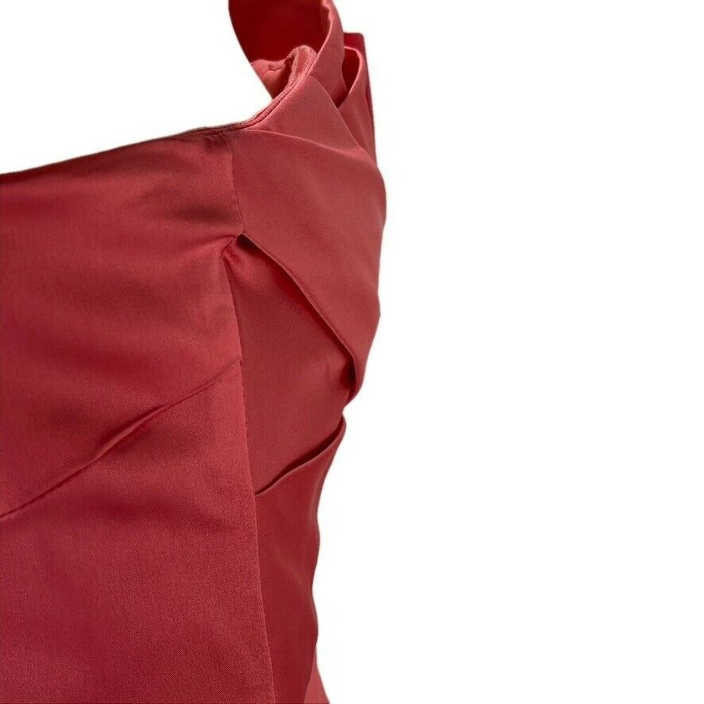 Phoebe Couture Strapless Red Satin Evening Gown - Picture 6 of 9